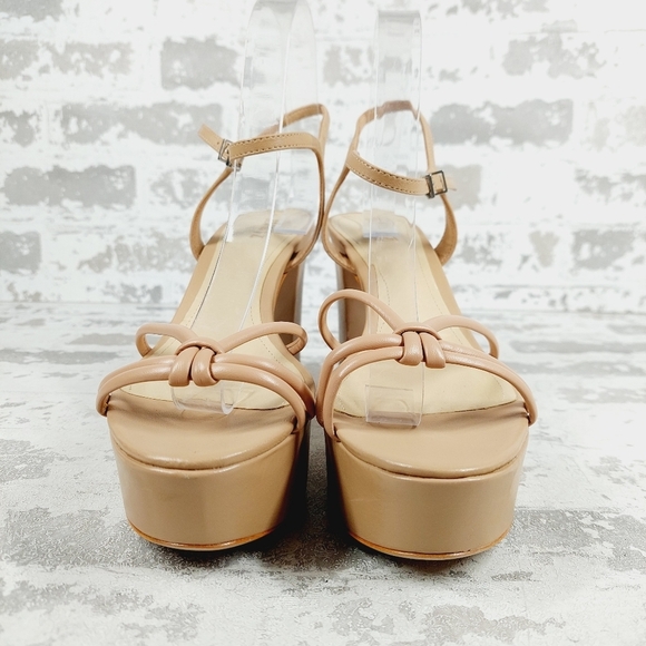 New Schutz Kelsie Beige Leather Strappy Platform Sandals W890 - Picture 3 of 12